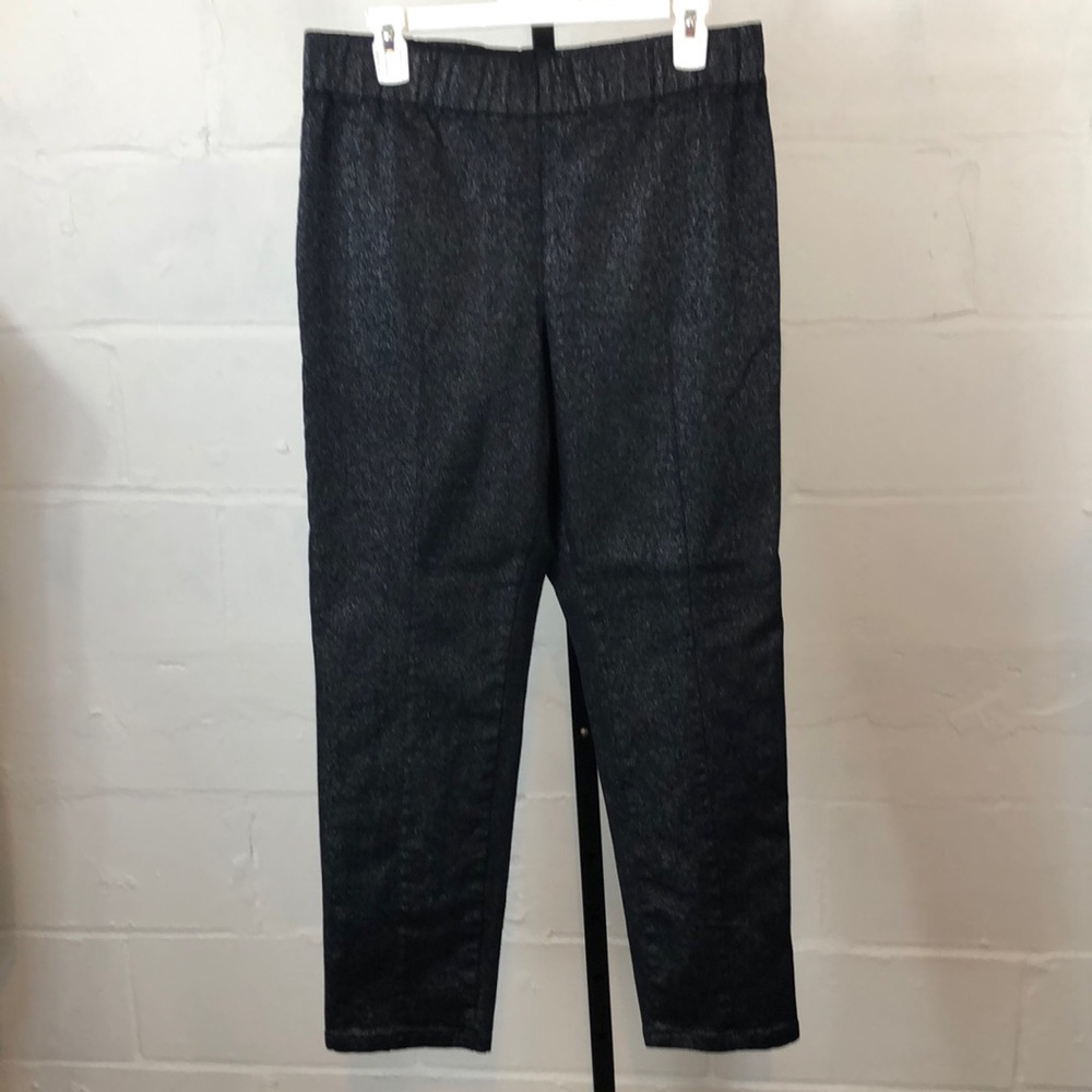 Soft Surroundings Stretch Shimmer Pants Size L-XL  Navy Straight Leg #h11